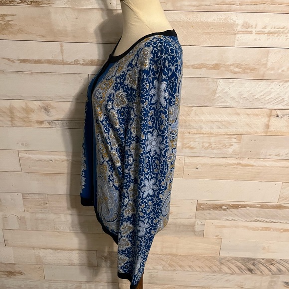 NWT Talbots size L paisley cardigan - Picture 4 of 10